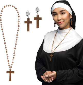 Boland Verkleed set Non - dames - Carnavalskleding - 3 delig - Religieuze set