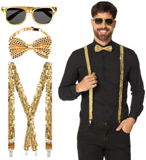 Boland Verkleed setje - goud - glitter en glamour - voor volwassenen Goudkleurig