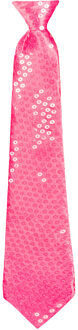 Boland Verkleed stropdas met pailletten roze 40 cm