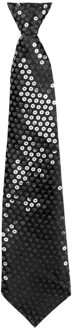 Boland Verkleed stropdas met pailletten zwart 40 cm