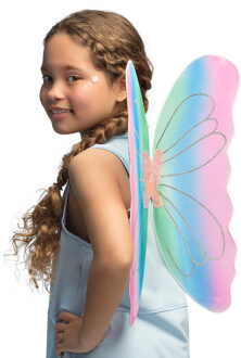Boland Verkleed vleugels vlinder/fee - roze/blauw - voor kinderen - Carnavalskleding/accessoires
