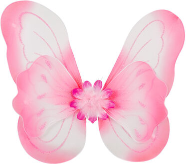Boland Verkleed vleugels vlinder/fee - roze - voor kinderen - Carnavalskleding/accessoires