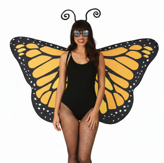 Boland Verkleed vlinder set - geel - voor dames - Carnavalskleding/accessoires