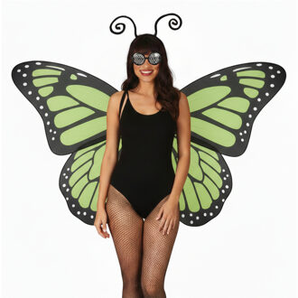 Boland Verkleed vlinder set - groen - voor dames - Carnavalskleding/accessoires
