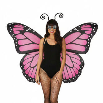 Boland Verkleed vlinder set - roze - voor dames - Carnavalskleding/accessoires