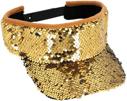 Boland Verkleed zonneklep/sunvisor - voor volwassenen - Glitter goud - Carnaval/festival Goudkleurig