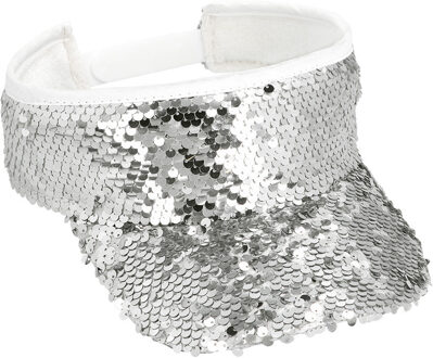 Boland Verkleed zonneklep/sunvisor - voor volwassenen - Glitter zilver - Carnaval/festival