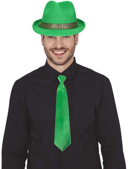 Boland Verkleedkleding setje 2 delig - groen - hoed met stropdas - voor heren/dames