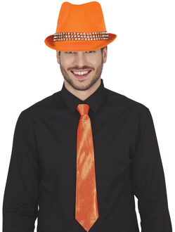 Boland Verkleedkleding setje 2 delig - oranje - hoed met stropdas - voor heren/dames