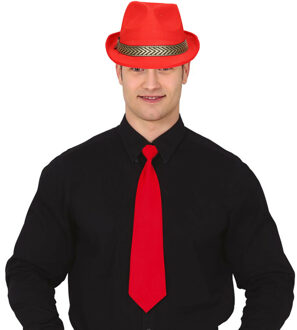 Boland Verkleedkleding setje 2 delig - rood - hoed met stropdas - voor heren/dames