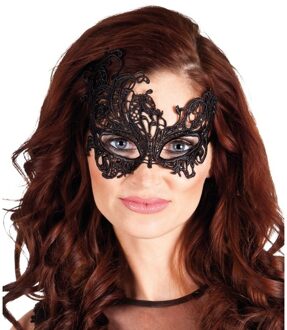 Boland verkleedmasker kant Masquerade dames zwart one size