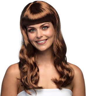 Boland Verkleedpruik dames - bruin - Cabaret/Hollywood/Diva - Carnaval - lang chique haar