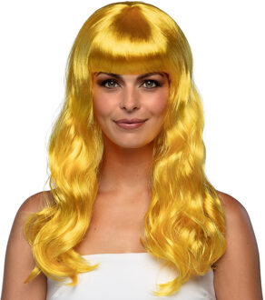 Boland Verkleedpruik dames - geel - Cabaret/Hollywood/Diva - Carnaval - lang chique haar