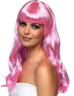 Boland Verkleedpruik dames - lichtroze - Cabaret/Hollywood/Diva - Carnaval - lang chique haar
