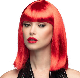 Boland Verkleedpruik dames - rood - Cabaret/Hollywood/Diva - Carnaval - half lang chique haar