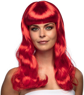 Boland Verkleedpruik dames - rood - Cabaret/Hollywood/Diva - Carnaval - lang chique haar