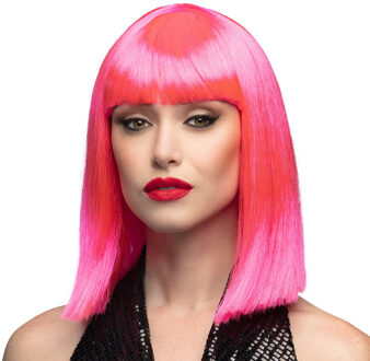 Boland Verkleedpruik dames - roze - Cabaret/Hollywood/Diva - Carnaval - half lang chique haar