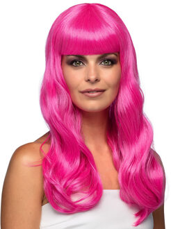 Boland Verkleedpruik dames - roze - Cabaret/Hollywood/Diva - Carnaval - lang chique haar