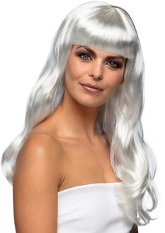 Boland Verkleedpruik dames - wit - Cabaret/Hollywood/Diva - Carnaval - lang chique haar