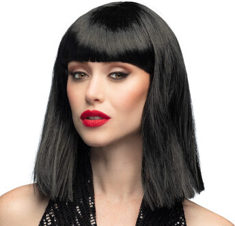 Boland Verkleedpruik dames - zwart - Cabaret/Hollywood/Diva - Carnaval - half lang chique haar
