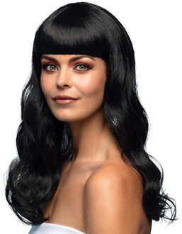 Boland Verkleedpruik dames - zwart - Cabaret/Hollywood/Diva - Carnaval - lang chique haar