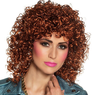Boland Verkleedpruik voor dames - bruin - Jaren 80/90/Western/fantasy - Carnaval - lang haar - Lizzy