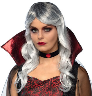 Boland Verkleedpruik voor dames - grijs - dark queen/Vampier/fantasy - Carnaval - lang haar - met