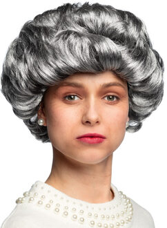 Boland Verkleedpruik voor dames - grijs - Oma/sara/bejaarde - Carnaval - kort haar