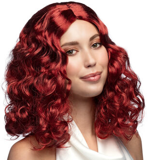 Boland Verkleedpruik voor dames - rood - Middeleeuwen/prinsessen/model - Carnaval - lang haar