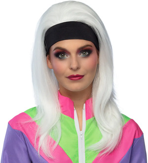 Boland Verkleedpruik voor dames - wit - Eighties/nineties/foute party - Carnaval - lang haar