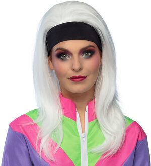Boland Verkleedpruik voor dames - wit - Eighties/nineties/foute party - Carnaval - lang haar