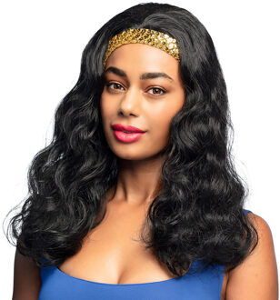 Boland Verkleedpruik voor dames - zwart - aziatisch/popster/indiaan/superheld - Carnaval - lang haar