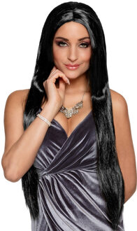 Boland Verkleedpruik voor dames - zwart - Jaren 80/90/fantasy/Diva - Carnaval - lang haar - Charming