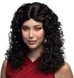 Boland Verkleedpruik voor dames - zwart - Jaren 80/90/Western/fantasy - Carnaval - lang haar - Dolly