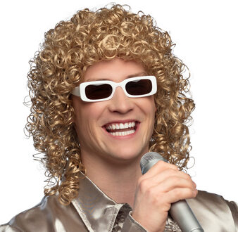 Boland Verkleedpruik voor heren - blond - Eighties/Rocker/Popstar - Carnaval - lang haar met krullen