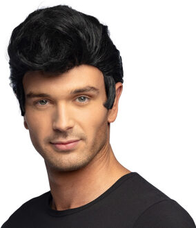 Boland Verkleedpruik voor heren - zwart - Fifties/Danser - Carnaval - haar met kuif