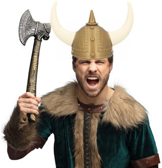 Boland Viking verkleedkleding set - 2 delig - heren - helm met hoorns - Hakbijl van 49 cm
