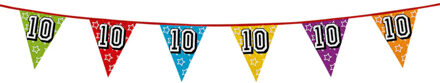 Boland Vlaggenlijn 10 jaar - multicolor - glitters - 8 meter - kunststof - vlaggetjes