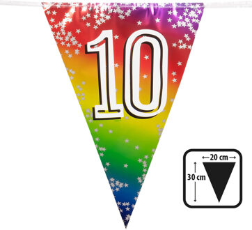 Boland Vlaggenlijn 10 jaar versiering vlaggetjes slinger 6 meter - Vlaggenlijnen Multikleur
