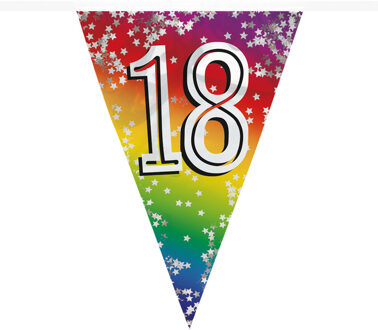 Boland Vlaggenlijn 18 jaar - 6 meter - glitter folie - slinger - 18e verjaardag versiering Multi
