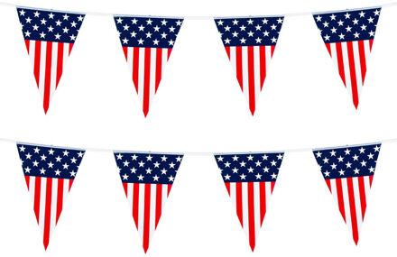 Boland Vlaggenlijn - 1x - vlaggetjes land Amerika - USA - 6 meter - slinger - kunststof - versiering