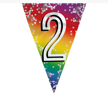 Boland Vlaggenlijn 2 jaar versiering - vlaggetjes - slinger - 6 meter - Glitter folie