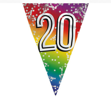 Boland Vlaggenlijn 20 jaar - 6 meter - glitter folie - slinger - 20e verjaardag versiering Multi