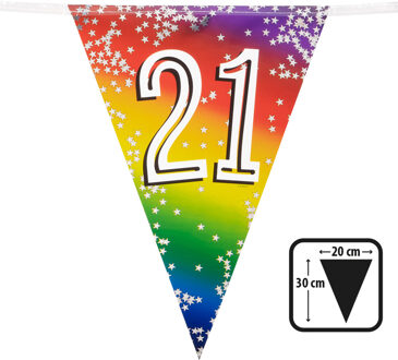 Boland Vlaggenlijn 21 jaar versiering vlaggetjes slinger 6 meter - Vlaggenlijnen Multikleur