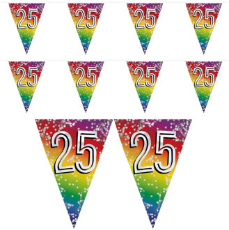 Boland Vlaggenlijn 25 jaar - 2x - versiering - vlaggetjes slinger - 6 meter - Glitter folie