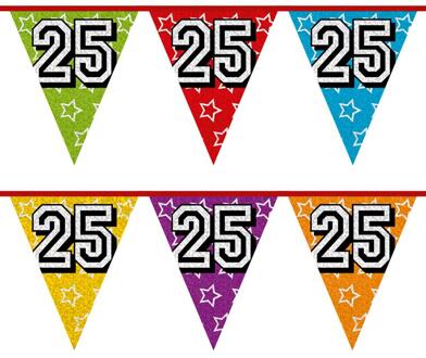 Boland Vlaggenlijn 25 jaar versiering vlaggetjes slinger 6 meter - Vlaggenlijnen Multikleur