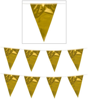 Boland Vlaggenlijn - 2x - metallic goud - 10 meter - plastic - vlaggetjes - versiering - slinger