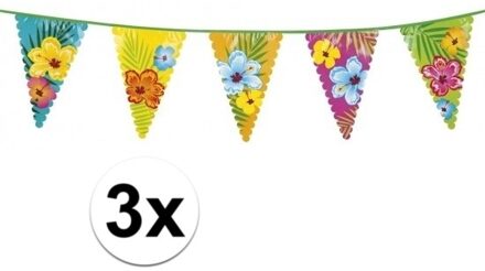 Boland vlaggenlijn - 3x - 600 cm - kunststof - tropisch thema - hawaii