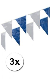Boland Vlaggenlijn - 3x - blauw/wit - 10 meter - kunststof - verjaardag