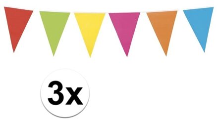 Boland Vlaggenlijn - 3x - in vrolijke kleuren - 10 meter - binnen/buiten - feest vlaggetjes